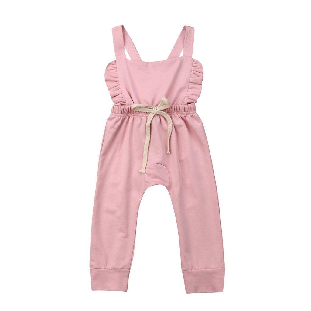 Newborn Baby Girl Boy Backless Striped Ruffle Romper Overalls Jumpsuit Clothes In Retro Syle For Boys And Girls