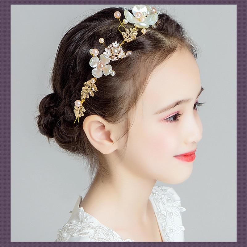 Handamde  Lucury Hair Accessories For Girls Kids Flower Crown Adjustable Flower Headband Pearls Head Wreath For Girls