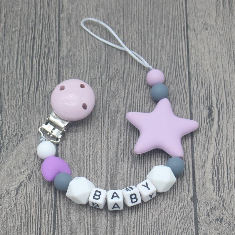 Personalized Name Handmade Pacifier Clips Holder Chain Silicone Pacifier Chains Baby Teether Teething Chain For Baby and Kids