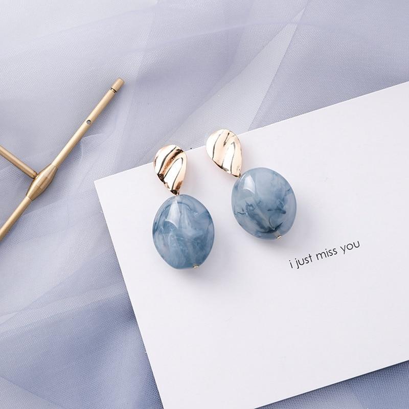 Style Blue Color Modern Fashion Elegant Geometric Dangle Earrings For Women New Luxury Cute Pendants women Jewelry