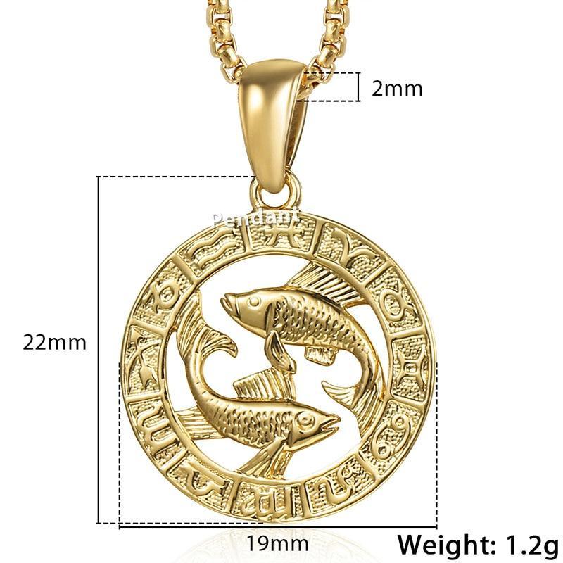 Luxury Gold Men and  Women Zodiac Medalon Necklace Symbol Cool Jewelry Gift