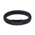 Handmade Luxury Modern Leather Black Blue Braided Leather Bracelet for Men Stainless Steel Design