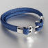 Modern Trend Leather Elegant Bracelet For Men Jewelry Blue Luxury Leather Gold Stainless Steel Anchor Braided Rope Amazing Nautical Style Friendship Bracelet Gift