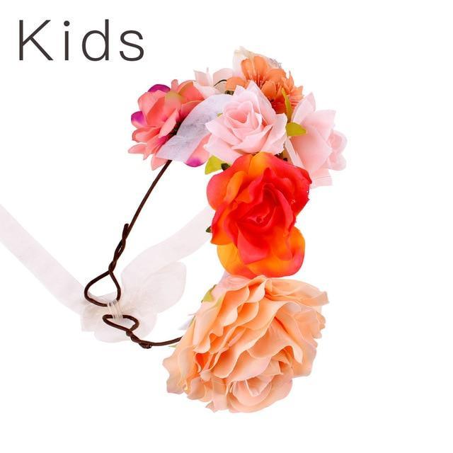 Luxury Handamde Mommy and Baby  Flower Headband Large Flower Crown Mother Kids Flowers  Headwear For Celebration