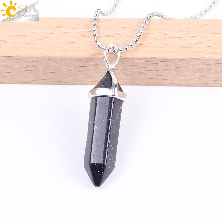 Real Raw Pink Purple Gem Crystal Necklace Hexagonal Bullet Natural Stone Necklace Pendant Women Jewelry