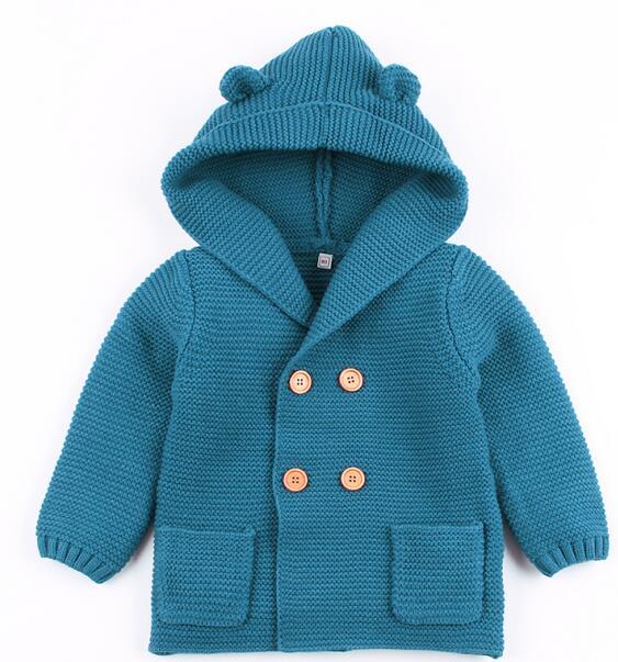 Winter Fashionable Sweaters For Baby Cardigans Autumn Hooded Newborn Knitted Jackets Cartoon Bear Children Long Sleeve Clothing