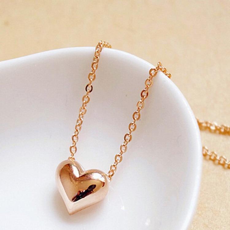 Fashion Elegant Exquisite Pendant Necklace In Luxury Heart Design Gold Sliver Color Simple Jewelry for Women Wedding Style