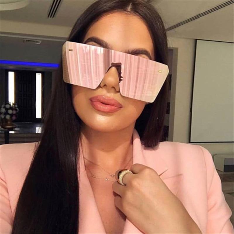 Modern Oversized Square Sunglasses For Lady and Women Luxury Brand Fashion Gafas Shade WIth Mirror Glasses And UV400 Protection