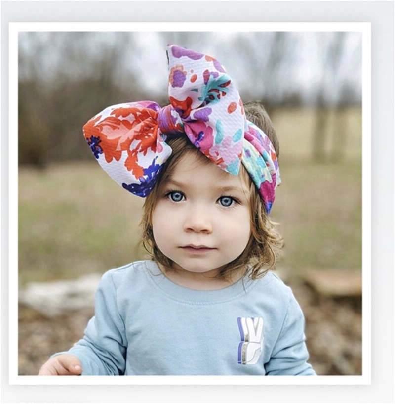 Handmade Bow Flowers Baby Headbands Printed Bowknot Elastic Baby Turban Newborn Hair Accessories For Baby Girls