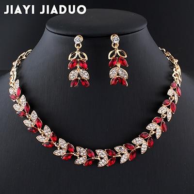 Wedding Jewelry Sets for Charming Women Green Glass Crystal Necklace Earrings Sets In Several Modern Luxury Design With Earrings and Necklace