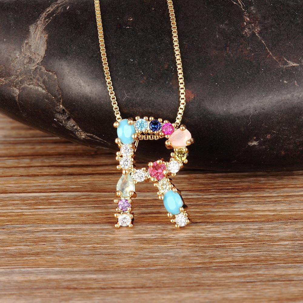 Luxury Gold Color Initial CZ Necklace Charm Letter Amazing Necklace Name Jewelry Elegant For Women Accessories Girlfriend Best Gift