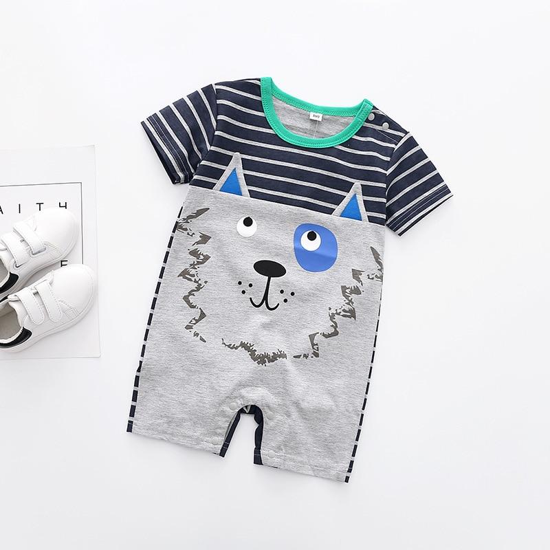 Modern Interesting Newborn Baby Boy and Girl Cartoon Animal Printed Short Sleeve Romper Jumpsuit For Kids