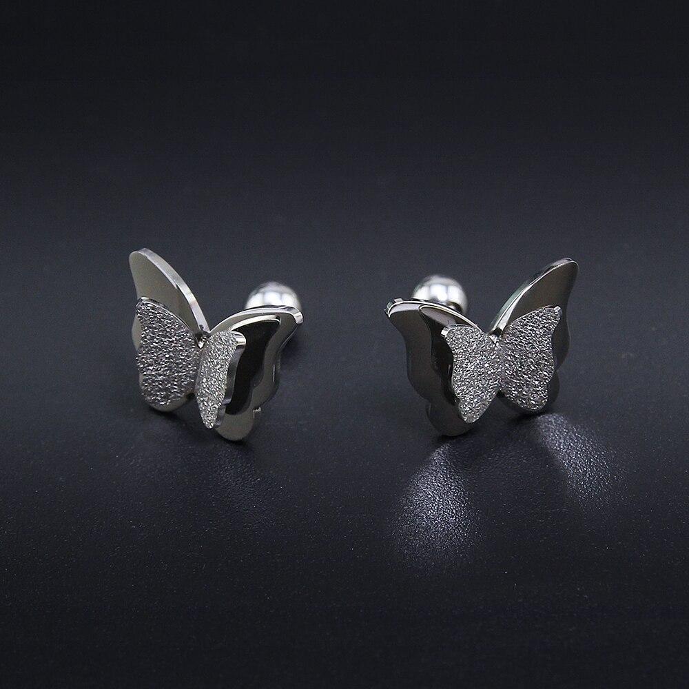 New Butterfly Earrings Rose Gold Color Stainless Steel Stud Earrings for Women butterfly earings