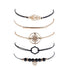 Bohemian Black Beads Chain Bracelets Bangles For Women Fashion Heart Compass Gold Color  Bracelets Sets Luxury Jewelry Gifts