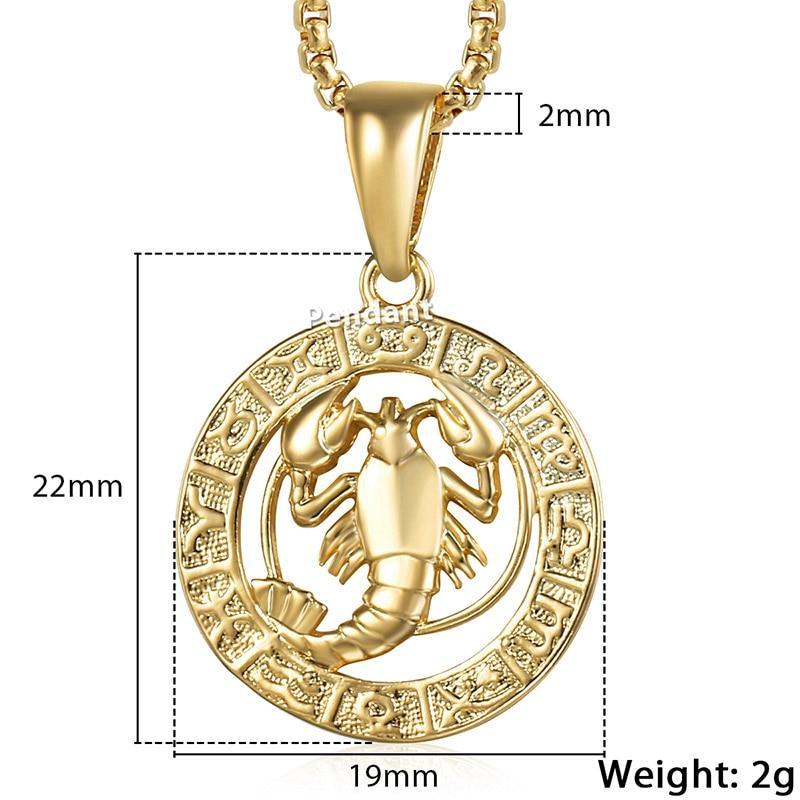 Luxury Gold Men and  Women Zodiac Medalon Necklace Symbol Cool Jewelry Gift