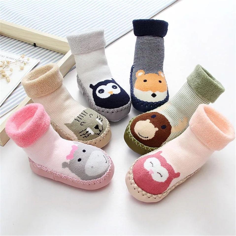 Baby Warm Stretchy  Booties Sock With Rubber Soles For Newborn Baby Girl And Boy Socks Slipper