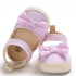 Newborn Baby Girl Striped Bow Sandals Soft Shoes Infants Anti-Slip Sneaker New Fashion Clogs 0-18M