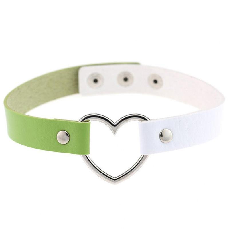 New Fashion Women Men Cool Punk Goth  Heart-Shape Leather Collar Choker Necklace Jewelry Accessories