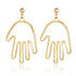 Handmade Abstract Art Earrings Gold Color Hand Palm Face Crystal Dangle Earrings For Women