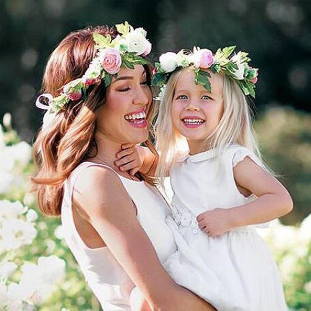 Luxury Modern Newborn Headband Flower Crown Mother Kids Matching Hair Band Accessories Flower Headband For Mother and Daughter