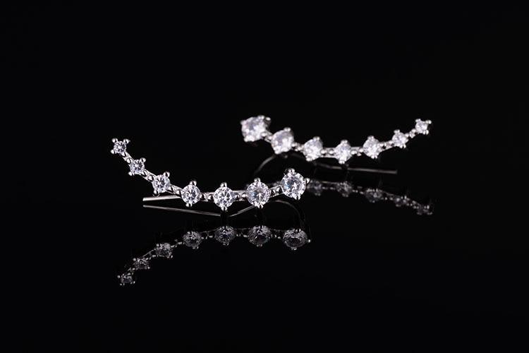 Luxury Shiny Crystal 925 Sterling Silver Earrings For Women In Fashion Style