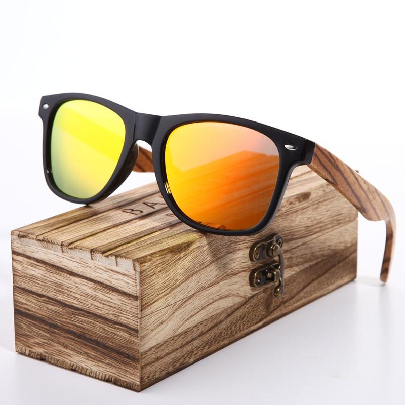 Luxury Handmade Polarized Handmade Bamboo Wood Universal Sunglasses In Zebra Wood Style  Vintage Wooden Frame Male Driving Sun Glasses Shades Gafas With Box and UV400Protection