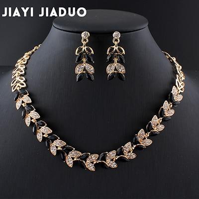 Wedding Jewelry Sets for Charming Women Green Glass Crystal Necklace Earrings Sets In Several Modern Luxury Design With Earrings and Necklace