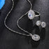 Luxury Elegant Juwelery Set For Ladies IN Blue Crystal Stone Wedding Jewelry Style  For Brides Silver Color Necklace Set For Women