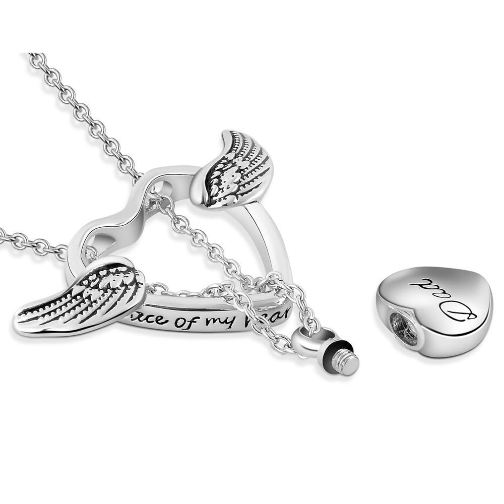 Personalized 925 Stainless Steel Heart Lives in Heaven Locket Heart Cremation Memorial ashes Urn Fashion Necklace Jewelry