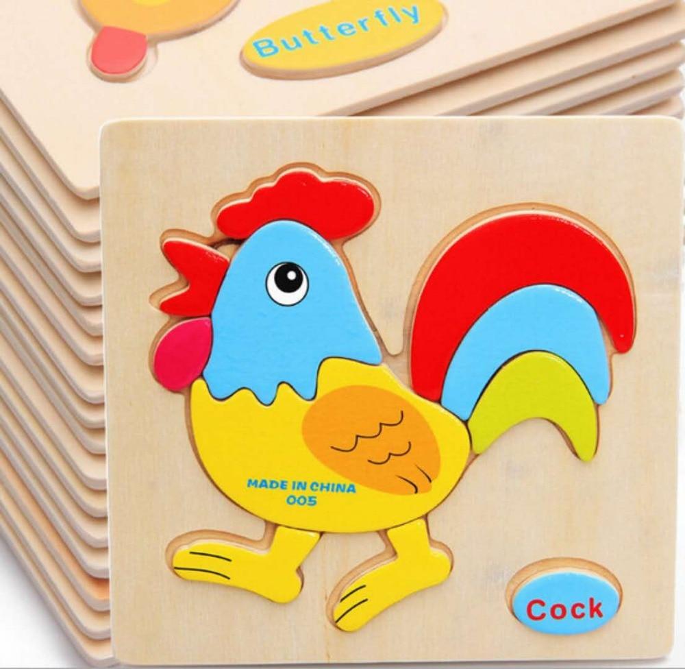 3D Wooden Children Interesting Puzzle Toys With Animals and Cars Exellent Puzzles Intelligence Kids Early Educational Toys For Children