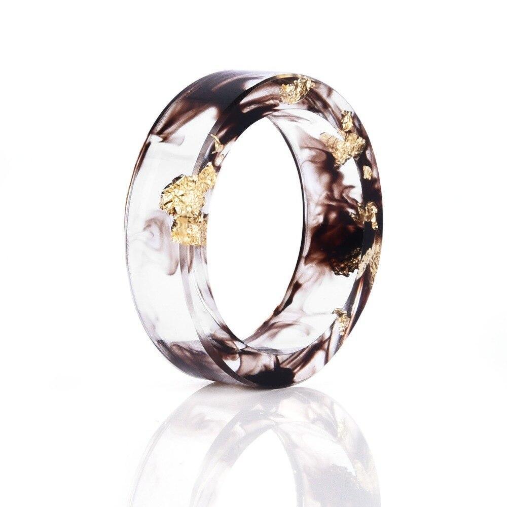 Handmade Luxury Nature Ring with 8 Colors High Quality Gold Foil Paper Inside Transparent Resin Rings for Women and Men