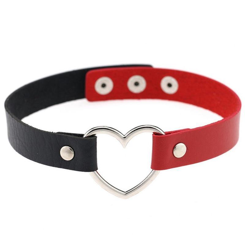 New Fashion Women Men Cool Punk Goth  Heart-Shape Leather Collar Choker Necklace Jewelry Accessories