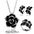 Modern Fashion Rose Flower Enamel Elegant Jewelry Set Luxury Rose Gold Color Black Painting New Bridal Jewelry Sets For Women Wedding