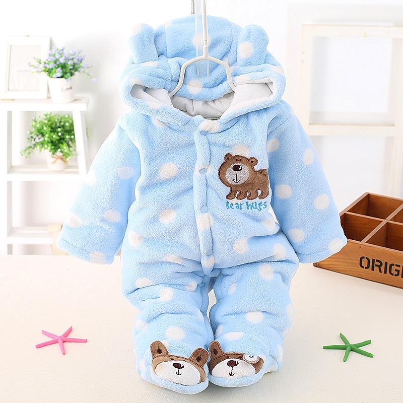 Modern Winter Baby  Bear Animal Costume Hooded Romper Warm Flannel Plush Jumpsuit For Girls and Boys