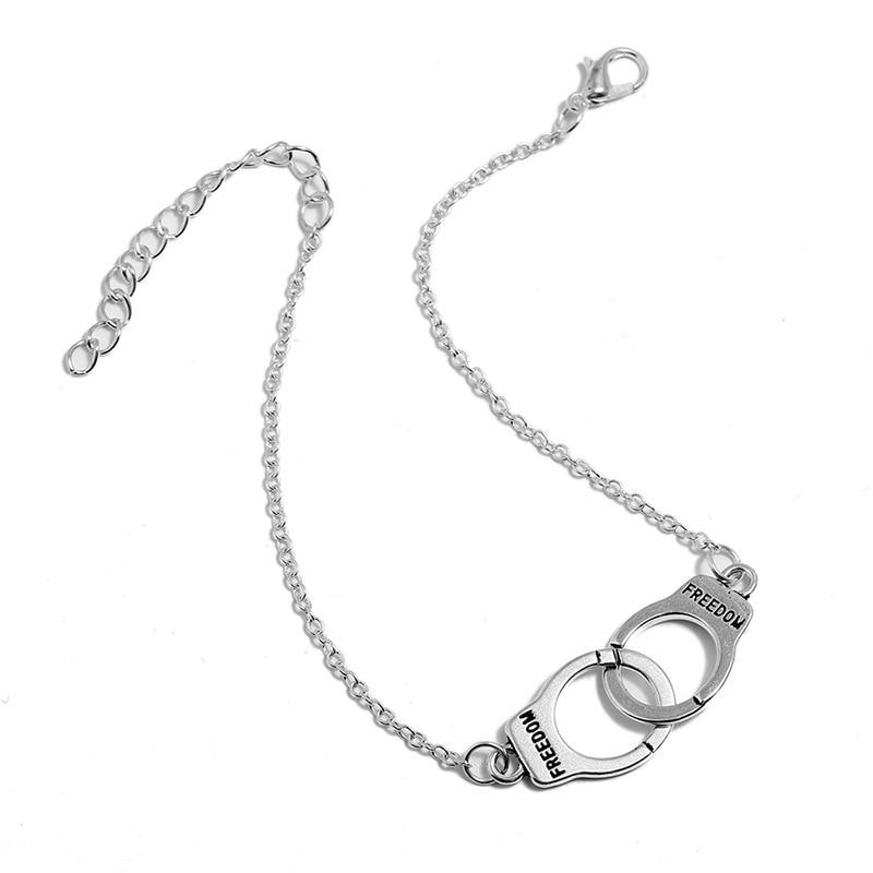 Silver Color Handcuffs Anklets for Women Bohemian Freedom Ankle Bracelet  Barefoot Party Jewelry