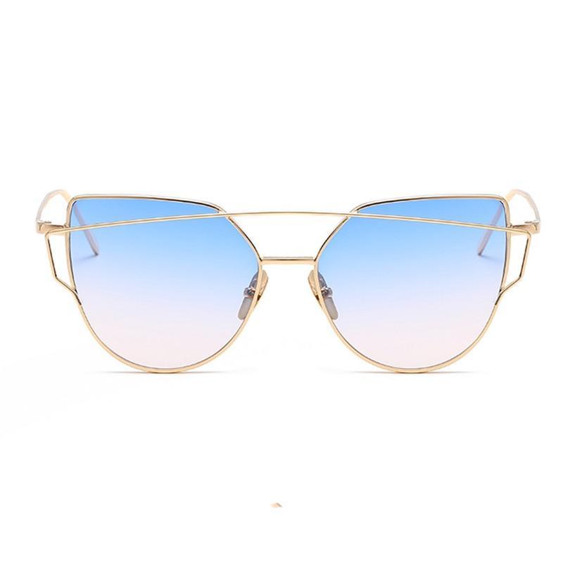 Luxury Vintage Modern Cat Eye Metal High Quality Frame  With Miror Sunglasses For  Women and Lady sunglasses With UV400 Protection