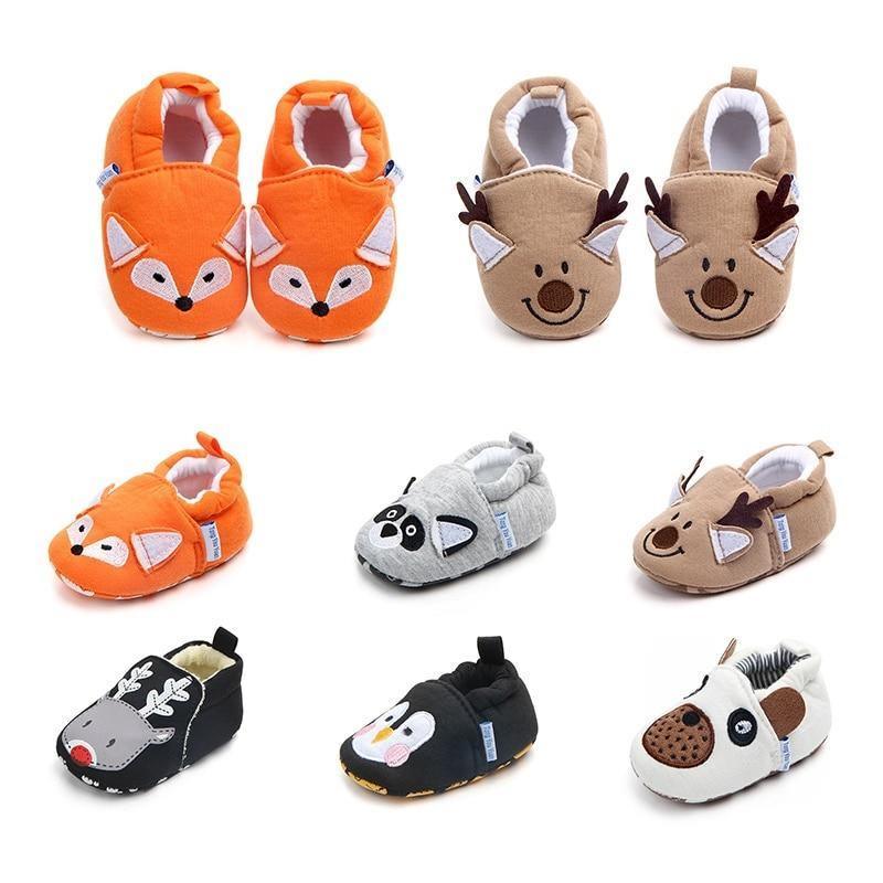 Newborn Baby First Walker Girls Boy Shoes Cartoon Animals Cotton Shoe Toddler Soft Sole Anti-slip Infant Shoes