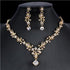 Classic Bridal Jewellery Sets for Women's Dresses Accessories Cubic Flower Necklace Earrings Set Gold Color