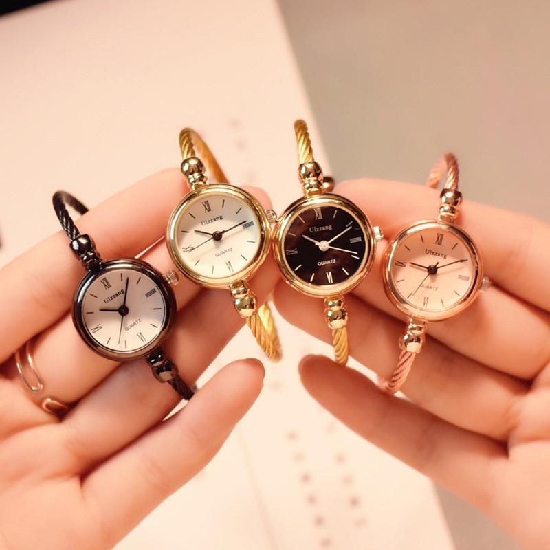 Small Gold Bangle Bracelet Luxury Watches Stainless Steel Retro Ladies Quartz Wristwatches Fashion Casual Women Dress Watch For Women and Girls