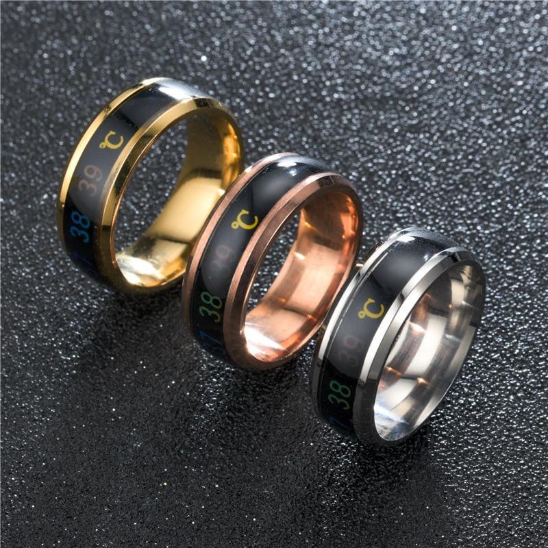 Temperature Ring Titanium Steel Mood Emotion Feeling Intelligent Temperature Sensitive Rings for Women and Men Waterproof Jewelry Style