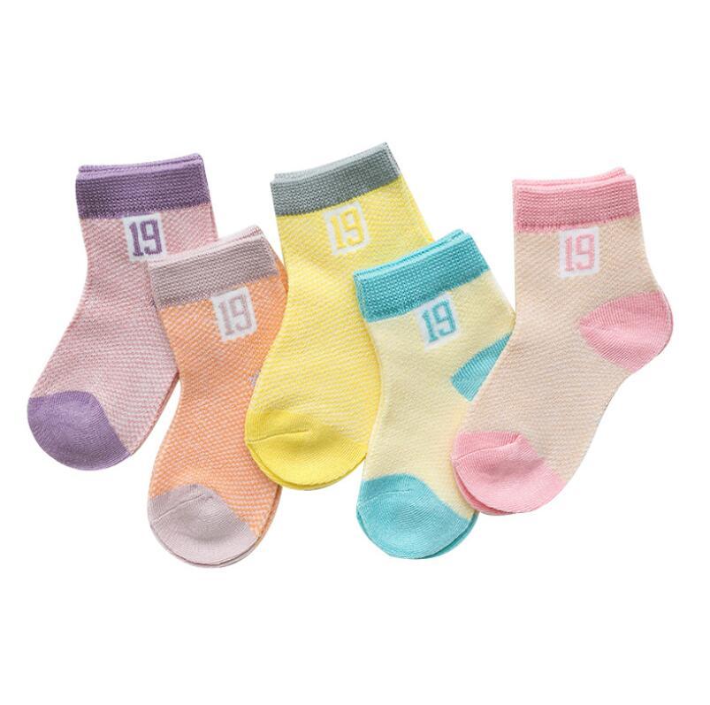 5 Pairs Cute Summer Breathable Mesh Cotton Infant Baby Socks For Newborn Boys And Girls