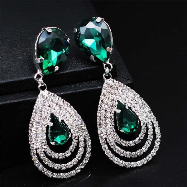 Luxury Woman Elegant Wedding Bridal Jewelry Sets For Women Rhinestone Austrian Crystal Jewelry Set Bracelet Earrings Set