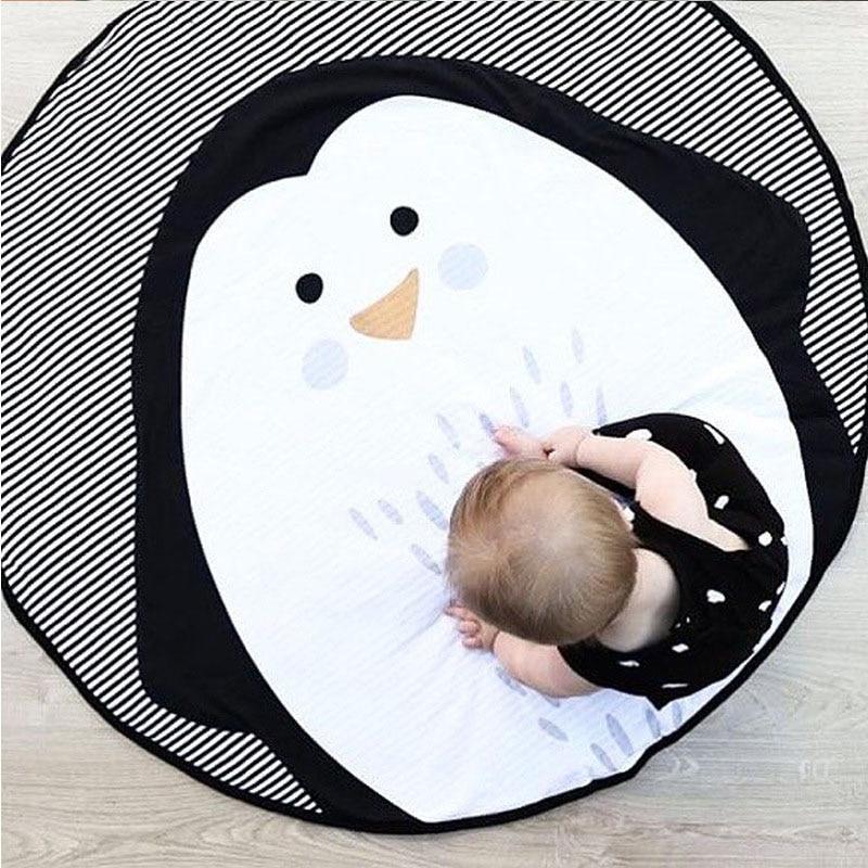 Luxury Mdoern Cartoon Animals Baby Play Mat Foldable Kids Crawling Pad Round Carpet Rug Toys Cotton Children Room Decor Photo Props Carpet For Kids