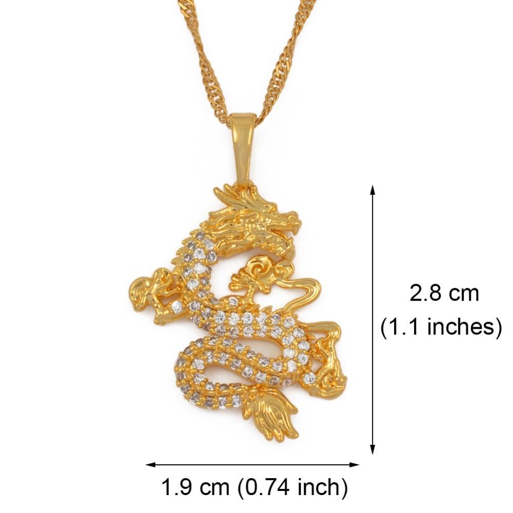 Cool CZ Dragon Pendant Luxury Necklaces For Women And Men Gold Color Jewelry Elegant Cubic Zircon Mascot Ornaments Lucky Symbol Gifts