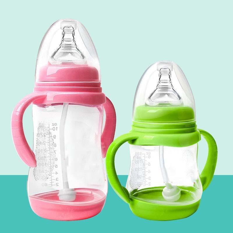 Baby Safe Plastic BPA Free Anti-colic Baby Milk Water Juice Bottle with Straw for Infant Feeding For Kids