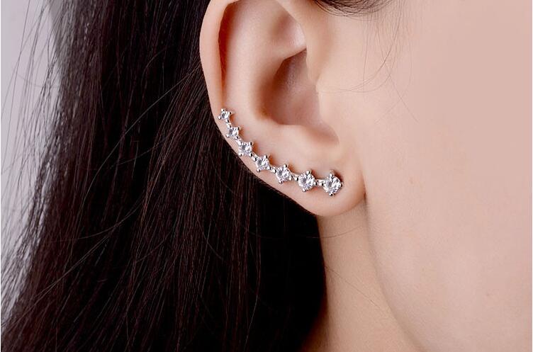 Luxury Shiny Crystal 925 Sterling Silver Earrings For Women In Fashion Style