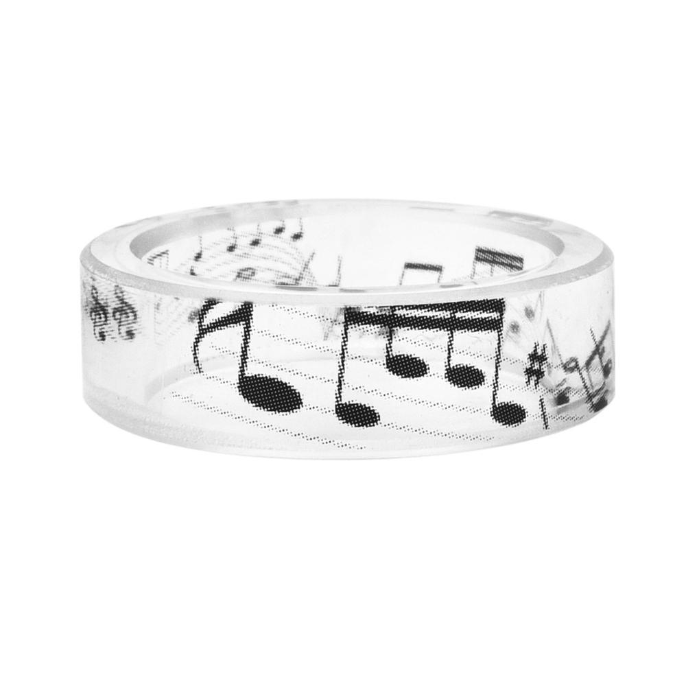 Transparent Resin Ring Rabbit Dog Bat Cat Castle Music Note Pattern Inside For Women and Men.