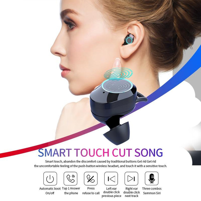 STEVVEX Bluetooth Stereo Earphone Wireless IPX7 Waterproof Touch Earbuds Headset 3300mAh Battery LED Display Type-c Charge Case For Cell Phones