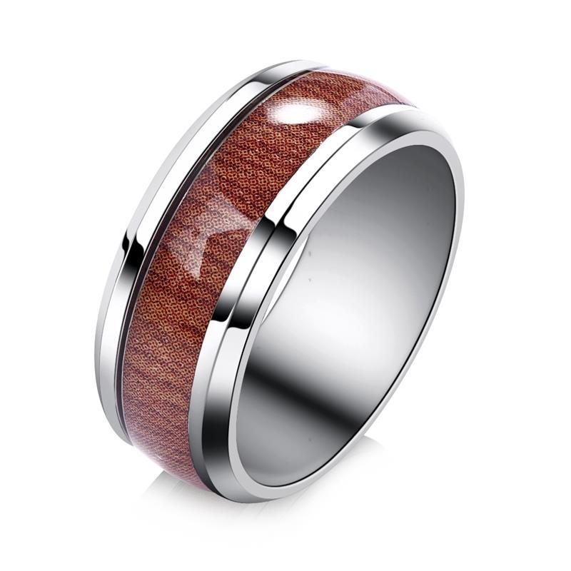 Luxury Handmade 925 Sterling Silver Wood Men Rings Stainless Steel Wood Grain Fashion For  Women Rings In Modern  Jewelry Design