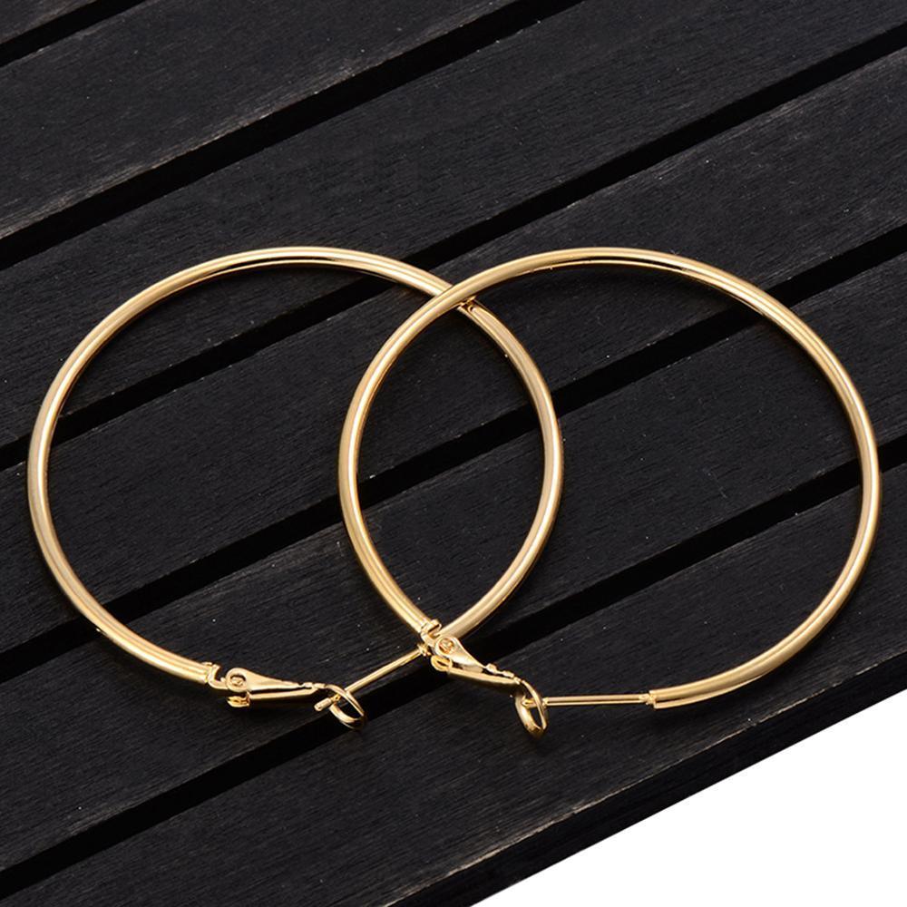 Big Circle Gold and Silver Luxury Woman 40mm 60mm 70mm 80mm Exaggerate Big Smooth Circle Hoop Earrings In Elegant Style